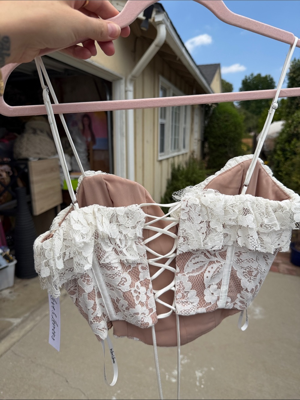 For Love And Lemons Ivory Lace Jillian bustier corset top lace up - Picture 8 of 8